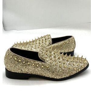 Excellent Men's Alberto Fellini Gold Spiked Glitter Loafers Gold Loafer Size 12